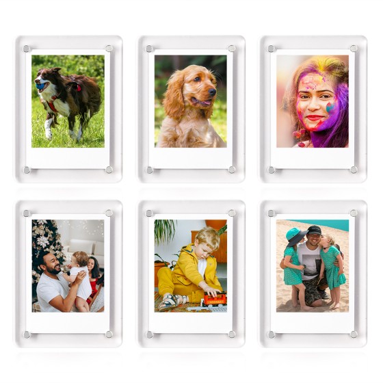 4x6 Acrylic Magnetic Refrigerator Picture Frames, Clear Magnetic Fridge Photo Frame Compatible with Polaroid Camera Photos for Home/Kitchen Refrigerator/Locker/Cabinets/Wall, 6 Pack